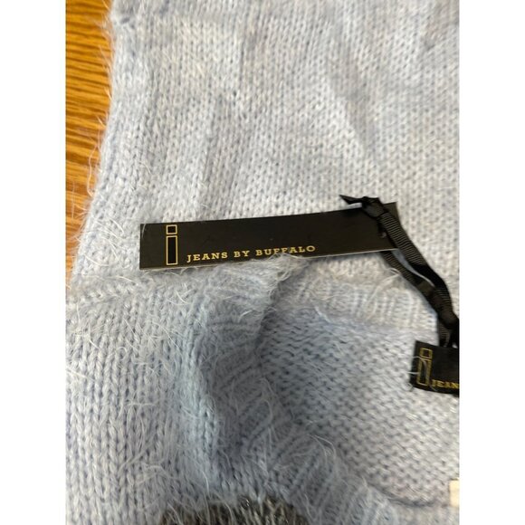 I Jean by Buffalo Eyelash Oversized Blue and Metallic Long Sleeve Sweater Size X - Picture 6 of 11